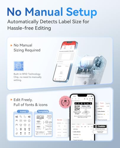 Image of NIIMBOT B1 Label Maker, 2 Inch Bluetooth Thermal Label Printer Easy to Use for Office, Home, and Business, with 2x1.18 Inch Labels | Inkless | Support Android, iOS & Windows | 203DPI | Grey