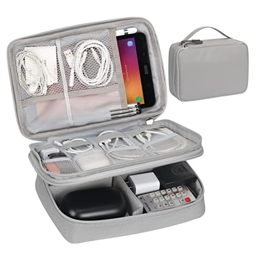 FYY Electronic Organizer, Travel Cable Organizer Bag Pouch Electronic Accessories Carry Case Portable Waterproof Double Layers All-in-One Storage Bag for Cable, Cord, Charger, Phone, Hard Drive, Grey