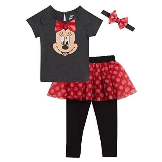 Disney Minnie Mouse Little Girls T-Shirt Mesh Skirt Leggings Set 6-6X
