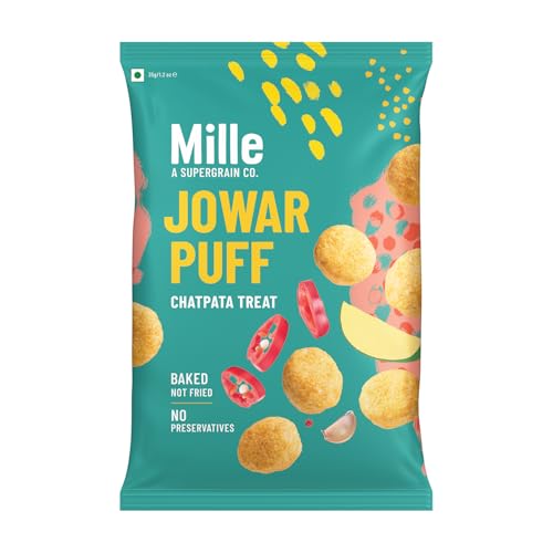 Image of Mille Jowar Puffs Chatpata Treat | Not Fried, No Preservatives | Healthy Ready to Eat Millet Snacks | Naturally Gluten Free | 35g