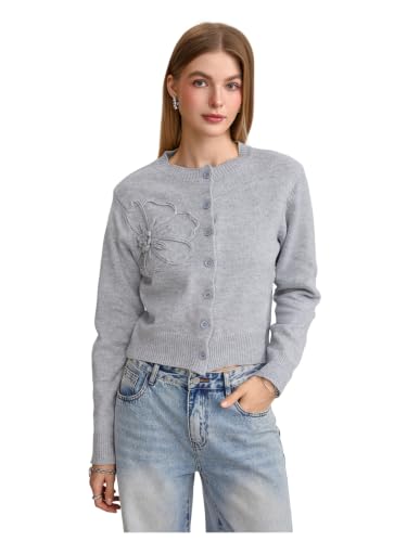 Image of SOLY HUX Women's Button Down Cropped Lightweight Cardigan Sweater | Cute Fall Fashion, 2026