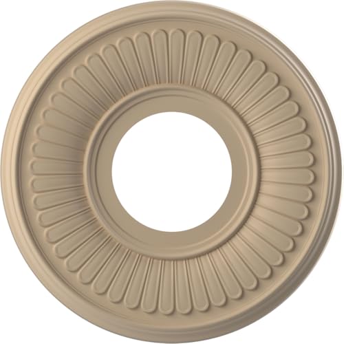 Image of Ekena Millwork 10 inchOD x 3 1 /2 inchID x 3 /4 inchP Berkshire Thermoformed PVC Ceiling Medallion (Fits Canopies up to 4 1 /2 inch), UltraCover Satin Smokey Beige