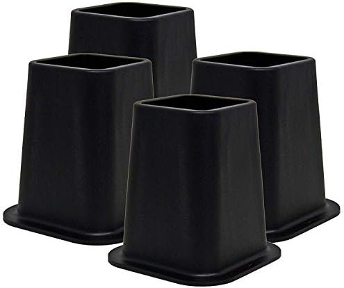 6 inch Bed Risers Heavy Duty Stackable Furniture Raiser Lifter Leg Bed Elevators for Bed, Sofa, Chair, Table4 Pack Black