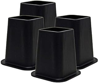6 inch Bed Risers Heavy Duty Stackable Furniture Raiser Lifter Leg Bed Elevators for Bed, Sofa, Chair, Table4 Pack Black