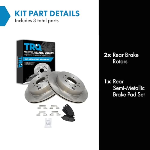 Image of TRQ Rear Brake Pad and Rotor Set Semi Metallic Vented Rotors