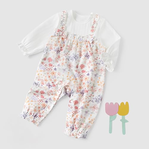 gurcooc Baby Mädchen Strampler Langarm Rüschen Gerippt Frühling Herbst Bow Baby Body Outfit Set, 3-24 Monate
