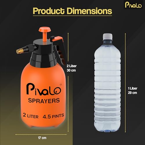 Image of Pivalo 2L Pressure Spray Pump with Manual Handheld Nozzle Garden Sprayer Cleaning & Watering Can Gardening Bottles for Home Lawn Plant (Pack of 1, Orange)