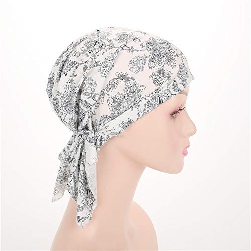 Image of beauty YFJH Women Stretch Cotton Print Sleep Turban Hat Headwear Scarf Chemo Beanie Cap for Cancer Hair Loss