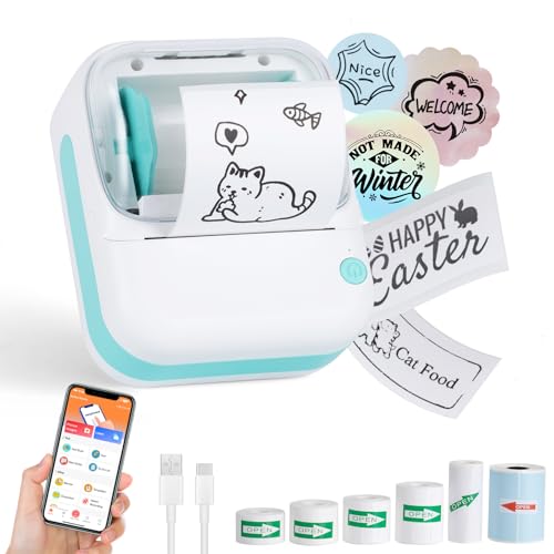 Image of B3 Label Maker, Bluetooth Thermal Label Printer with 6 Rolls Printing Paper, Portable Mini Sticker Printer Supports 12-57mm Papers for Notes, Home, Office, Photos, Compatible with iOS & Android