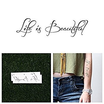 Tattify Life Is Beautiful Temporary Tattoo - Magnificent (Set of 2) - Other Styles Available - Fashionable Temporary Tattoos - Long Lasting and Waterproof