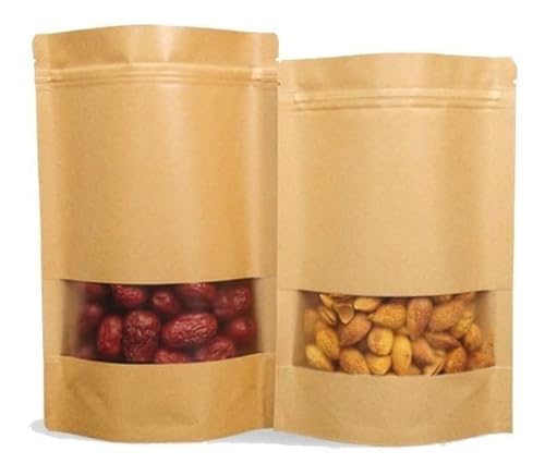 Saco Kraft Ziplock Hermetico Visor Stand Up Pouch 10x15 50un