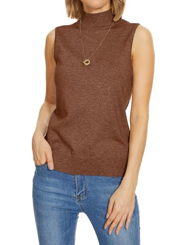 Image of INKOFF Sleeveless Mock Neck Turtleneck Knit Tops Women Dressy Casual Sweater Vest Business Work Tank