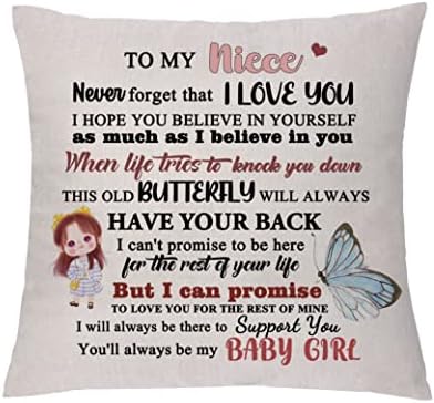Daughter Cushion Cover Inspirational Gift Christmas Keepsakes Encourage Pillowcases from Dad Mum To Daughter Birthday Graduation Go to University Present Lucky Butterfly Printing for (Daughter)