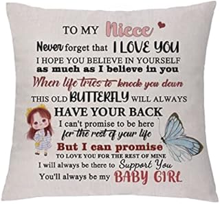 Daughter Cushion Cover Inspirational Gift Christmas Keepsakes Encourage Pillowcases from Dad Mum To Daughter Birthday Graduation Go to University Present Lucky Butterfly Printing for (Daughter)