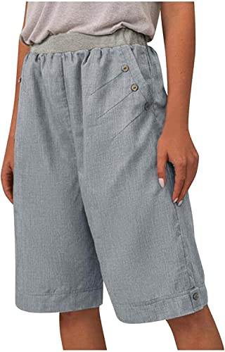 Bermuda femme en coton et lin de qualité supérieure coloris gris