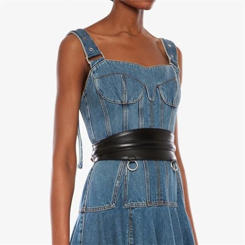 Curved Leather Wide Waistband Leather Waist Slim Flat Belt Women's Wide Belt3