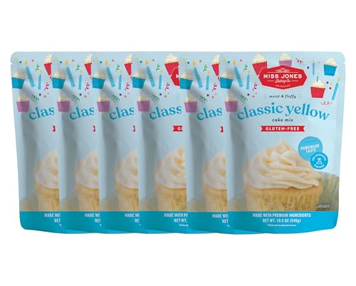 Miss Jones Baking Gluten-Free Classic Yellow Cake Mix - Certified Gluten Free & Made with Premium Ingredients, Easy To Bake Desserts & Treats, Moist & Delicious, 19 Ounce (Pack of 6)