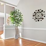 Artificial Ficus Tree, 6ft Tall Fake Ficus Tree with Basket, Faux Plant for Indoor Outdoor Home Livingroom Office Garden Porch Décor - Image 5