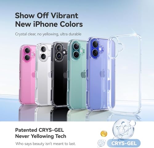 Image of ClearShield Transparent Back Cover for iPhone 16, Hybrid PC & TPU Shockproof Design, 360 Degree Protection Crystal Clear Case, Anti-Scratch Armor Mobile Phone Cover