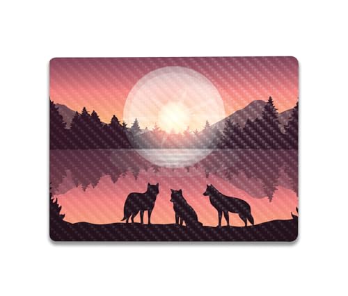 Image of MightySkins Carbon Fiber Skin Compatible with Microsoft Surface Laptop Go 3 (2023) Full Wrap Kit - Wolf Silhouette | Protective, Durable Textured Carbon Fiber Finish | Easy to Apply | Made in The USA