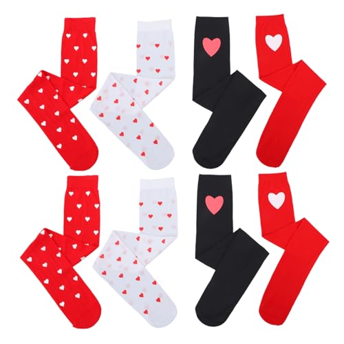 HANABASS 4 Pares De Medias con Estampado De Calcetines De San Valentín Calcetines De Corazón Calcetines De San Valentín Calcetines De San Valentín Limpieza
