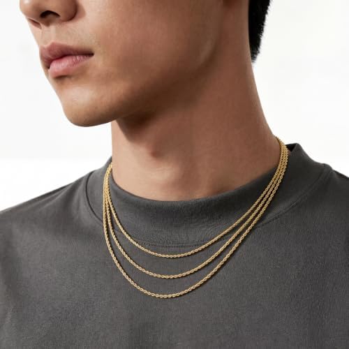 novaric 14K Gold Necklaces for Women 14K Gold Rope Chain for Women Men (16.0, Inches, 2.5, 2.5, Millimeters) — view 7