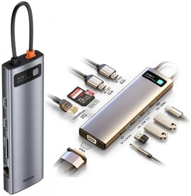 Baseus Estação de ancoragem USB C, estação de ancoragem para lapt...