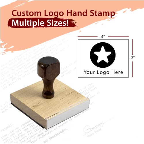 Custom Logo Stamp - Wood Handle Logo Stamp - Personalized Rubber Hand Stamp - Wooden Hand Stamp With Custom Logo - Multiple Size Options Available - Upload Your Own Logo #TOP1