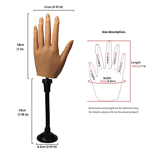 Silicone Practice Hand For Acrylic Nails, Flexible Female Mannequin Life Size Practice Hand With Stand For Nail Practice Nail Art Tool (3#-Left Hand) #TOP3