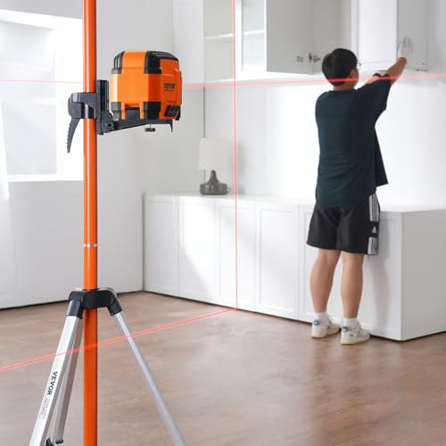 VEVOR Laser-Wasserwaagen-Stativ, 1/4-20 & 5/8-11 Gewindehalterung, 40,94-133,85 Zoll Höhenverstellung mit Wasserwaage und robustem Ständer, ausziehbares, leichtes Aluminium-Stativ für Laserscanner