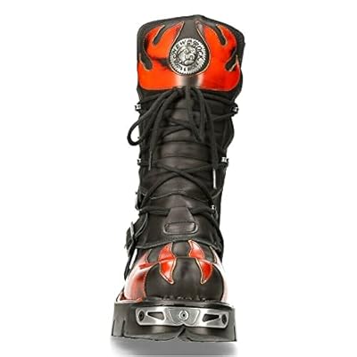 New Rock Newrock 591-S1 Red Flame Metal Black Leather Heavy Punk