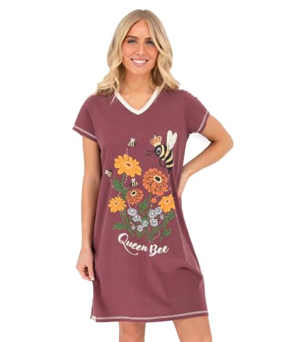 Image of Lazy One Women's Novelty Nightshirt - Funny Cotton Nightgown, Cute V-neck Sleep Shirts, Women's Sleepwear