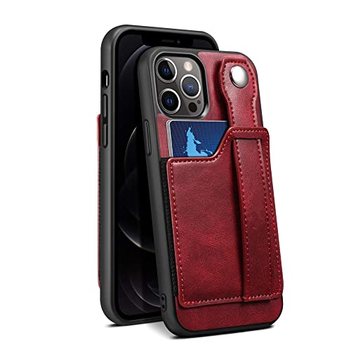 Étui portefeuille en cuir rouge pour iPhone 11 Pro avec sangle