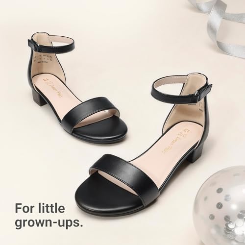 Image of DREAM PAIRS Girls Sandals Low Heel Dress Pump Ankle Strap Flower Wedding Party Shoes for Little Kid /Big Kid