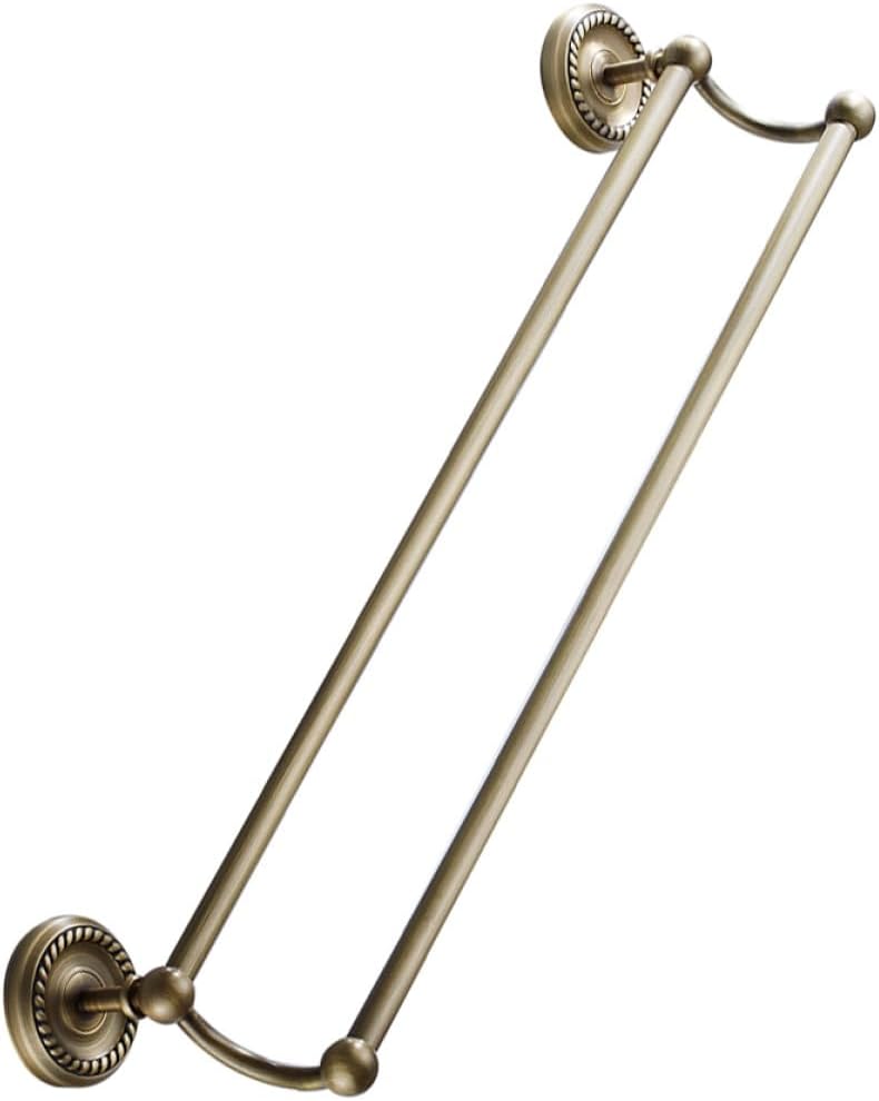Double-Layer Wall-Mounted Brass Towel Rack 55cm Bathroom Storage Rack Rustic Antique Style for Bath Towels