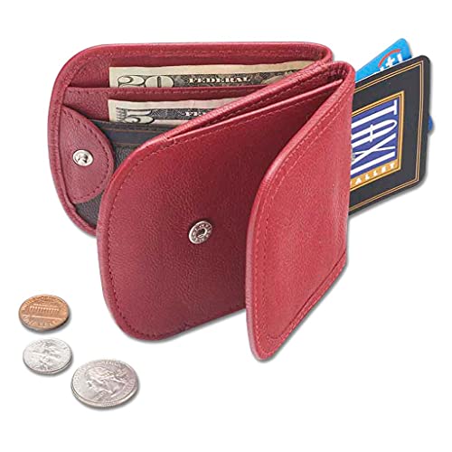 Taxi Wallet® TW03-CRANBERRY - Soft Leather (Red) - Compact, Front Pocket Folding Wallet - For Cards, Coins, Bills, ID (Men & Women)2
