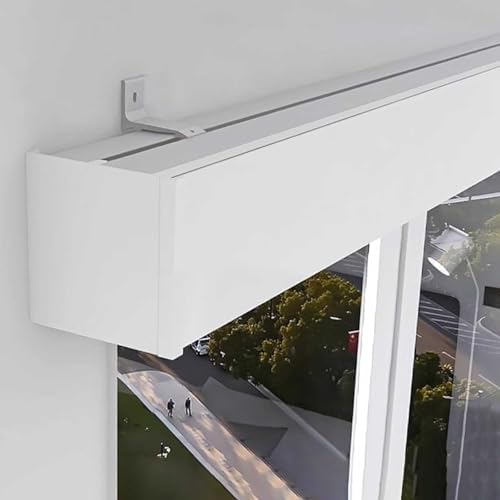 Premium White Curtain Box Valance - Adjustable 1m to 7m Aluminum Alloy Rail Track, 12x12 cm, Perfect for Room Dividers & Window Treatments, Stylish Home Décor Solution