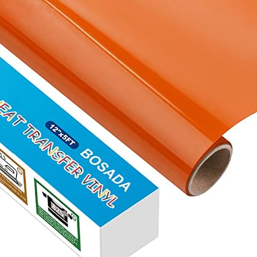 BOSADA Heat Transfer Vinyl 12" x 5ft PU Black HTV Vinyl Iron on Vinyl for Cricut and DIY T-Shirt Clothing Hats Pillows Fabric