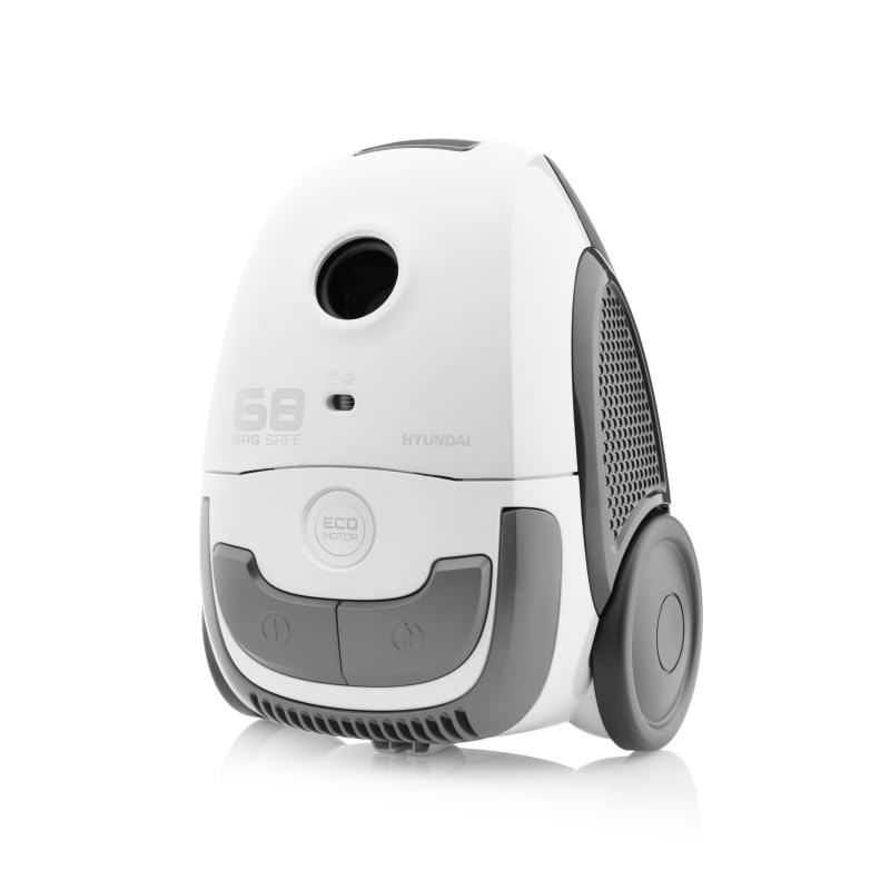 HYUNDAI ELECTRONICS Aspiradora con bolsa VC068WG I 800 W I Eco Motor I Volumen 2L I Blanco/Gris