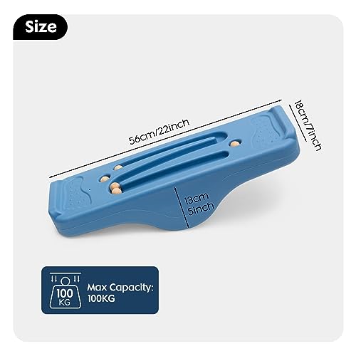 Kids Rocking Seesaw Balance Board Wobble Board with 5 Wooden Balls Sensory Training Rocking Board Balance Training Equipment Children Indoor Outdoor Activity Toy (Blue) - Image 5