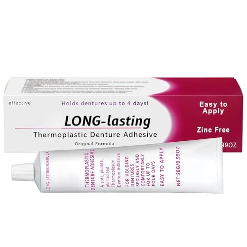 Thermoplastic Denture Adhesive Cream – Strong Dental Glue for Teeth – Long-Lasting Denture Adhesives for Comfort & Stability – Non-Glue Reliner