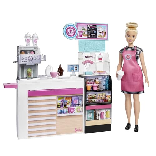 Barbie y su Cafeter&iacute;a, Mu&ntilde;eca con accesorios para caf&eacute; , smoothies, cupcakes...