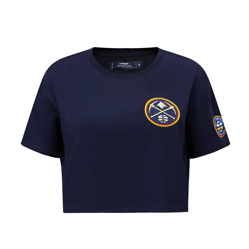 Pro Standard Womens NBA Denver Nuggets Classic Chenille Short Sleeve Boxy Tee Midnight Navy 2XL