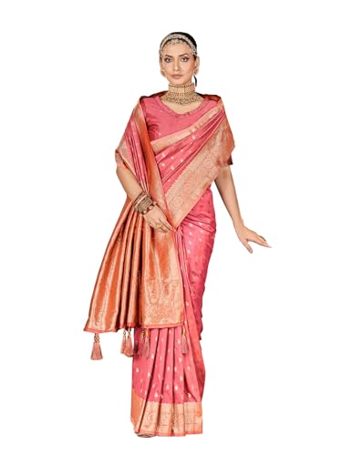 Image of Mehrang Women's Pure Kanjivaram Silk Saree Banarasi Silk Wedding Sarees for Women with Blouse Piece