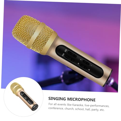 Microphone pour karaoké et studio avec accompagnement sonore doré