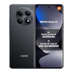 XIAOMI REDMI Note 15 – Smartphone de 8+256GB, Pantalla AMOLED FHD+ de 6,77″, MediaTek Helio G100-Ultra, cámara de 108MP, batería de 6000 mAh, Cargador no Incluido, Negro (Versión ES)
