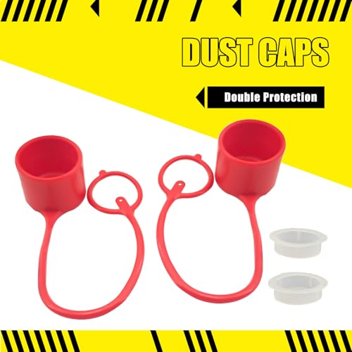 Image of 1 /2'' Flat Face Hydraulic Quick Connect Coupler Set for Skid Steer 440 440B 443 453, 16028 Heavy-Duty Carbon Steel Fittings with #8 JIC Bulkhead and Dust Cap-2pcs