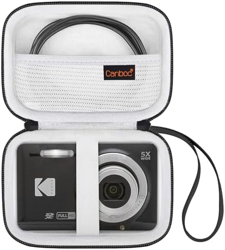 Canboc Hard Case for Kodak PIXPRO Friendly Zoom FZ55 / FZ53 / FZ43 16MP Digital Camera, Mesh Pocket fits SD Card, USB Charging Adapter, USB Cable, Black