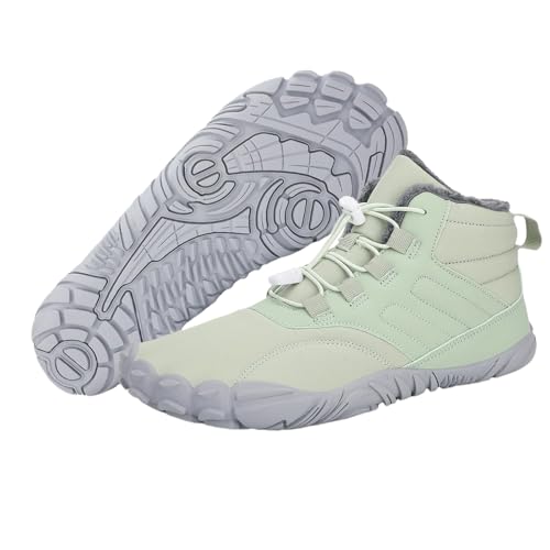 Hiking Boots Women Men,Winter Fur Lined Warm Snow Boots,Fuzzy Waterproof Hike Barefoot Boot,Wide Toe Box Ankle Booties,Zero Drop Sole Walking Shoes,Slip On Anti-Slip Sneaker,Casual Outdoor Shoes