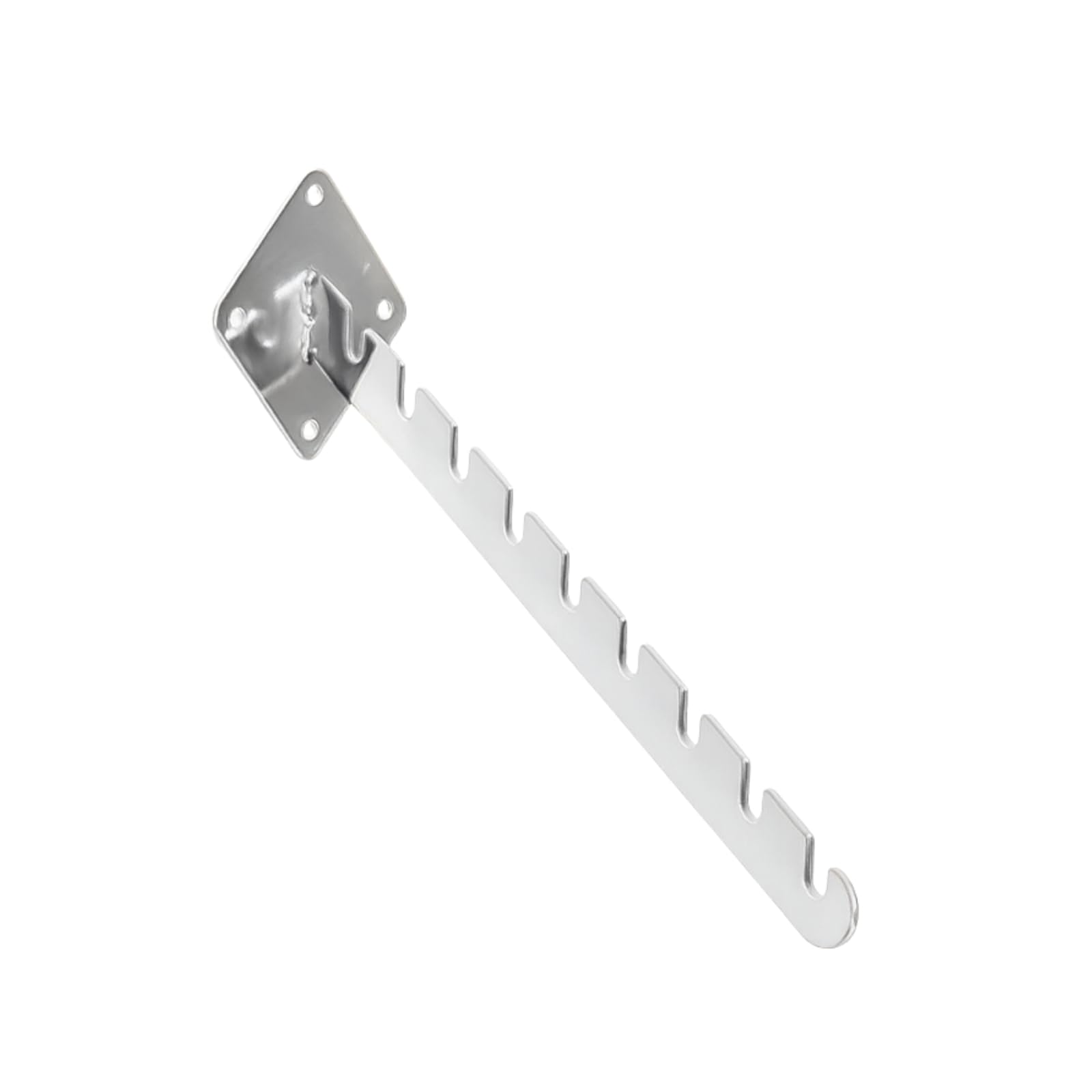 Shoplines Supplies Chrome 2X Wall Mounted 9 Notched Arm – Finish Waterfall Display Rail For Clothes & Garments – Heavy-Duty Retail Display Arm With 4 Fixing Holes – 310Mm Projection